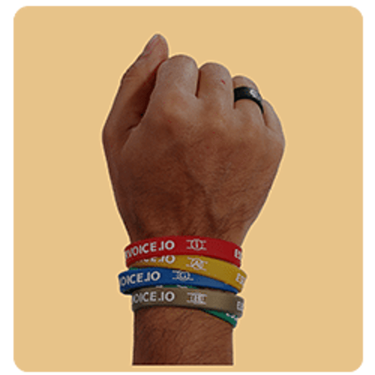 Man wearing all bracelets